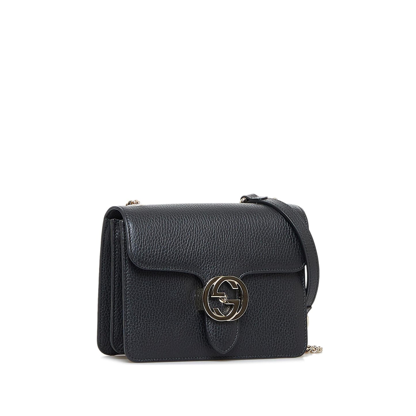 Gucci Dollar Interlocking G SHG-av4X4R Calf Black Crossbody Bag