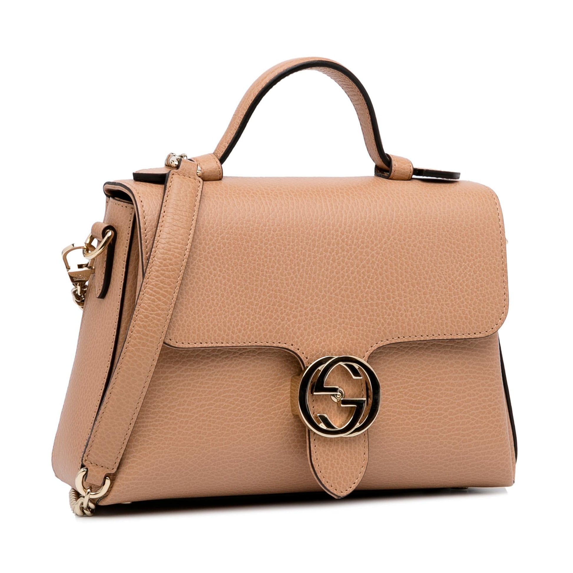 Gucci Dollar Interlocking G SHG-DcmVxL Calf Brown Satchel Bag