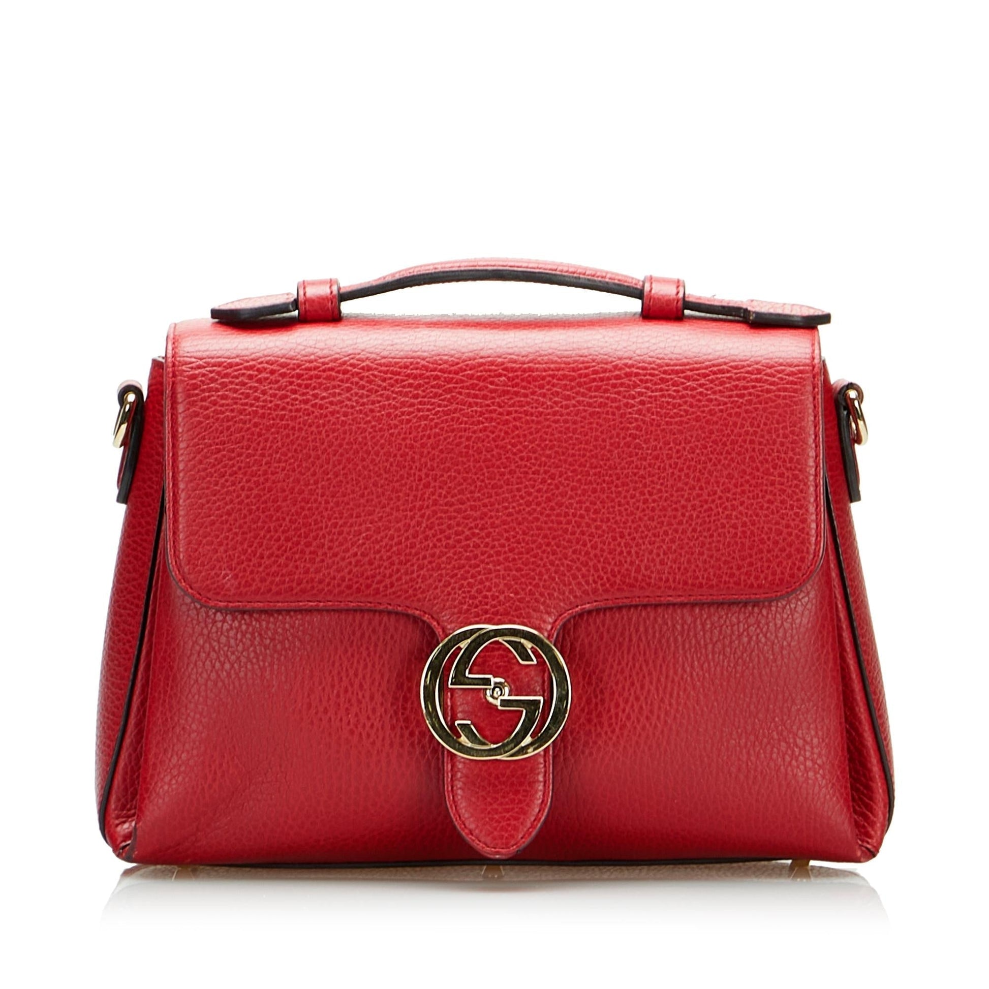 Gucci Dollar Interlocking G SHG-HXo6Cm Calf Red Satchel Bag