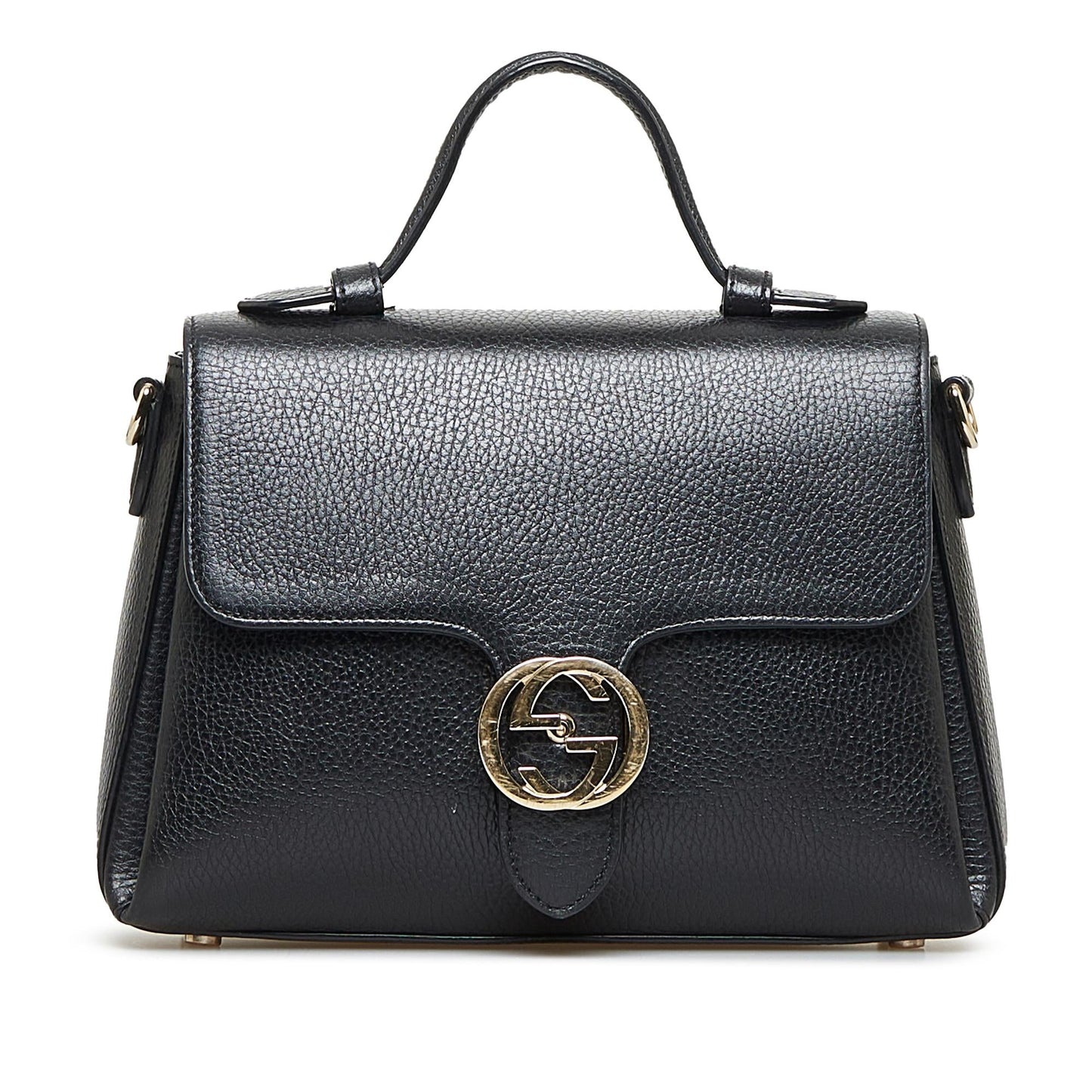 Gucci Dollar Interlocking G SHG-w5lLM6 Calf Black Satchel Bag