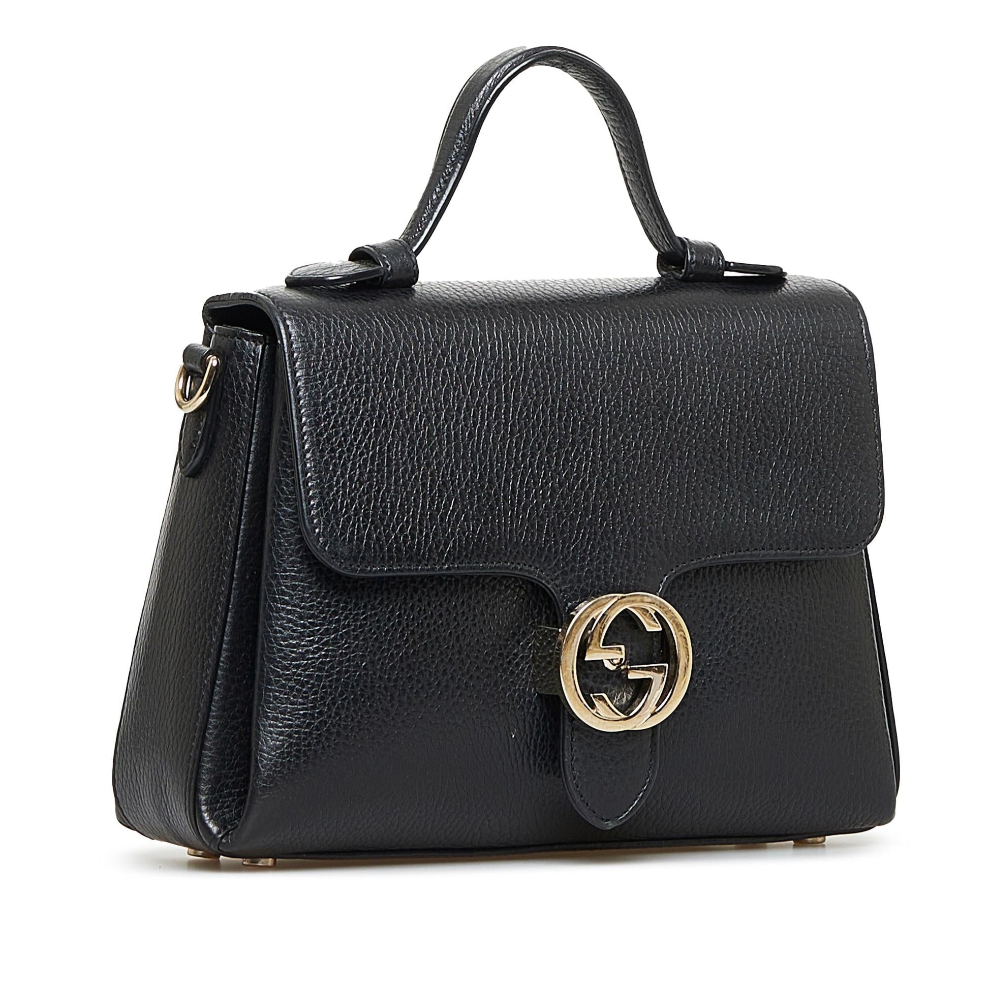 Gucci Dollar Interlocking G SHG-w5lLM6 Calf Black Satchel Bag
