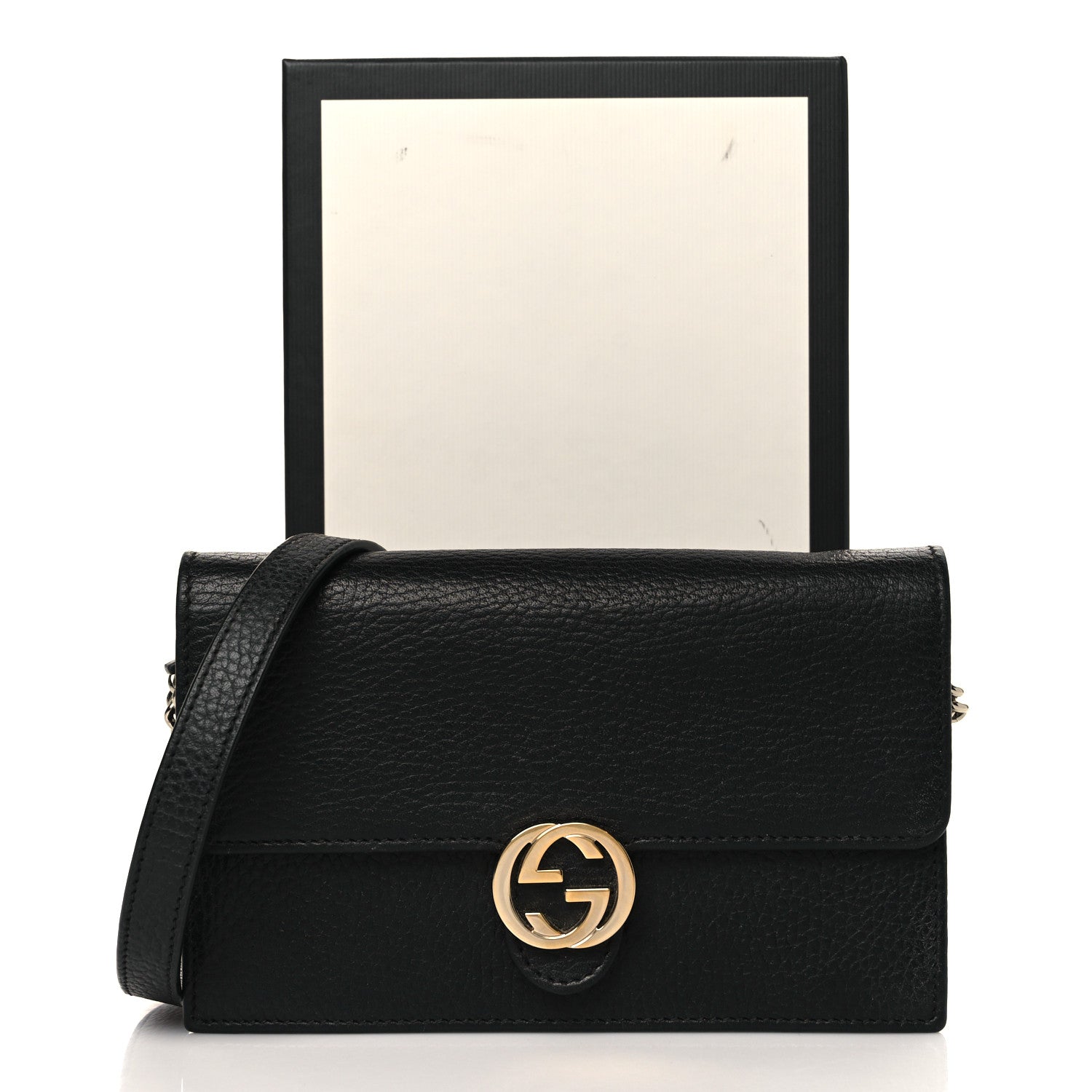 Gucci DOLLAR GG ON Calfskin Chain Wallet Case