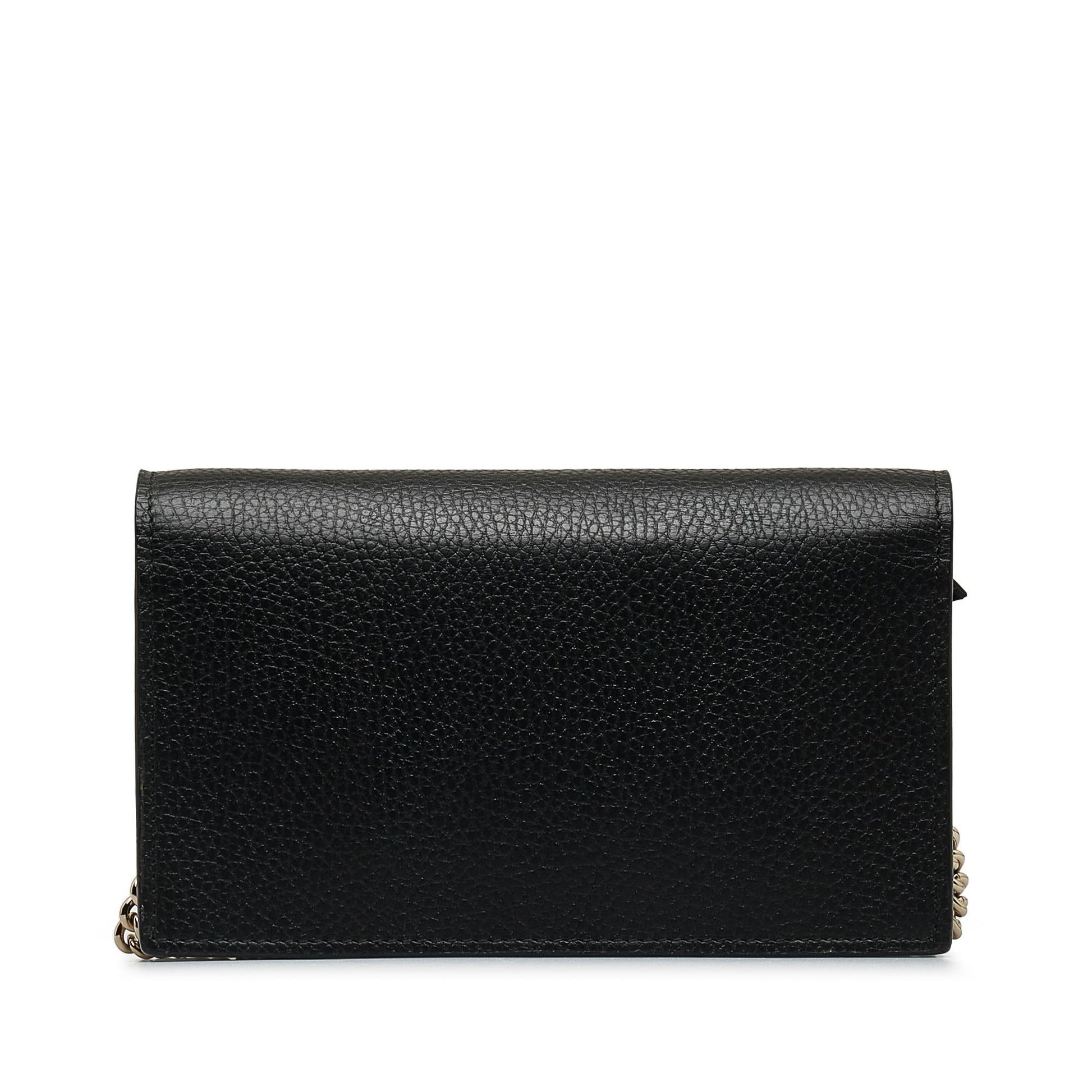 Gucci Dollar Interlocking G Wallet on Calf Black Chain Crossbody Bag Shg I2Yfgn