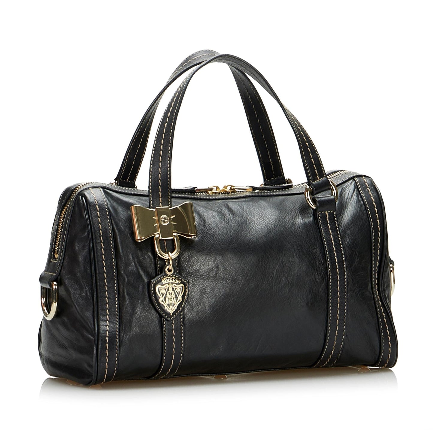 Gucci Duchessa Boston SHG-wyOzmW Calf Black Satchel Bag