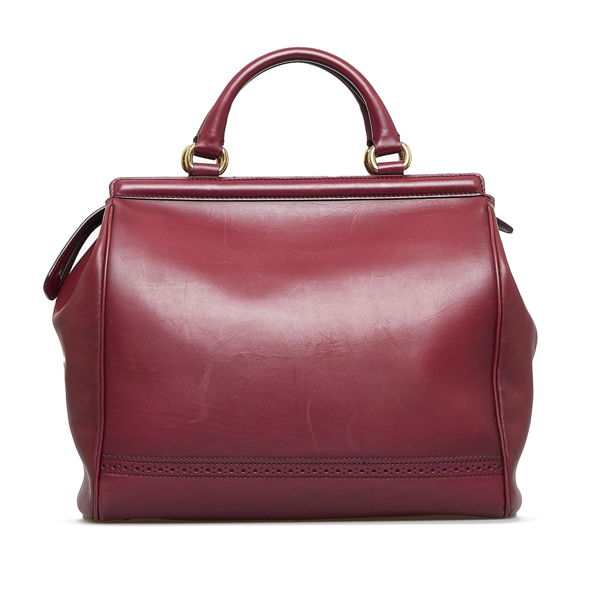 Gucci Duilio Brogue SHG-q5iFHQ Calf Red Satchel Bag