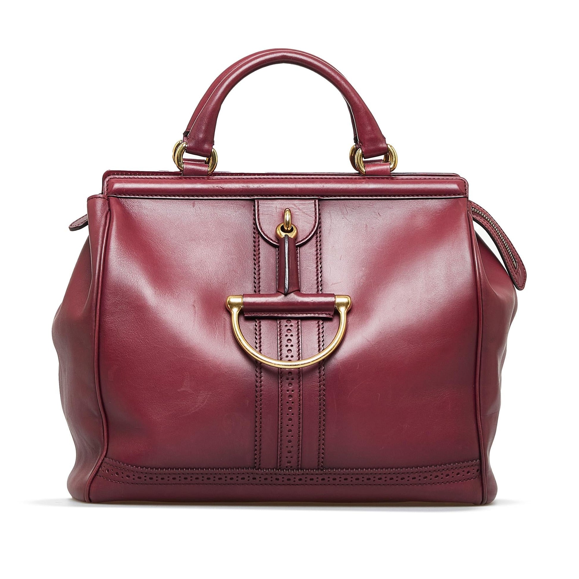 Gucci Duilio Brogue SHG-q5iFHQ Calf Red Satchel Bag