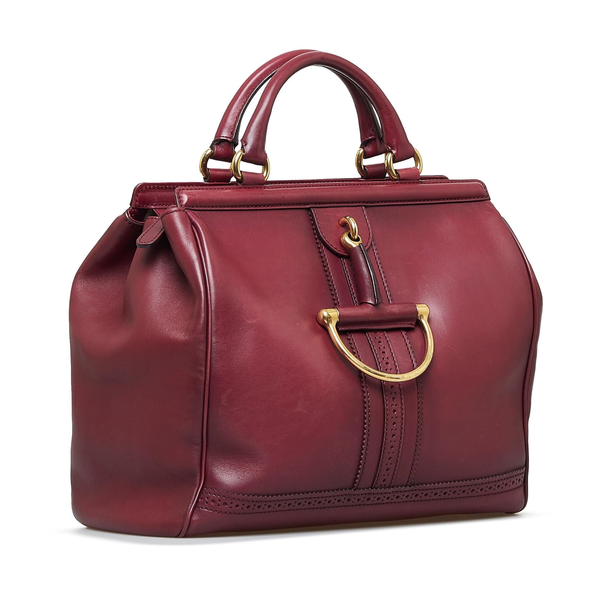 Gucci Duilio Brogue SHG-q5iFHQ Calf Red Satchel Bag