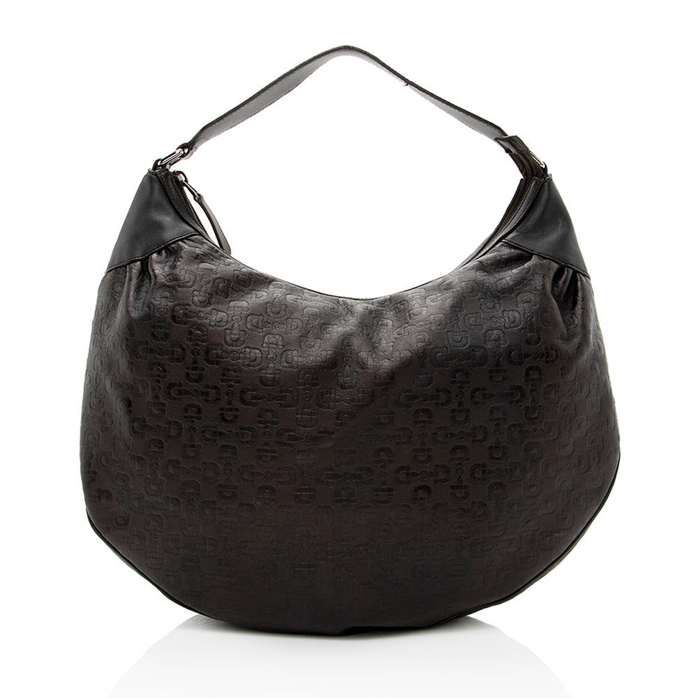 Gucci Embossed Horsebit - FINAL SHF Leather Brown Large Shoulder Bag