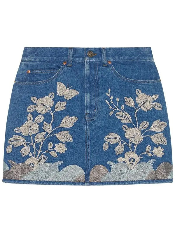 Gucci Embroidered Denim Mini Apparel
