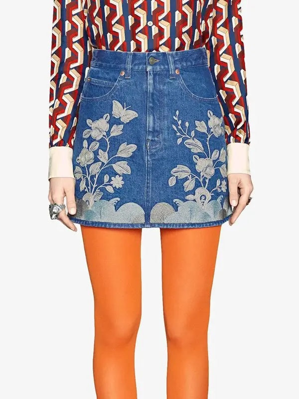 Gucci Embroidered Denim Mini Apparel