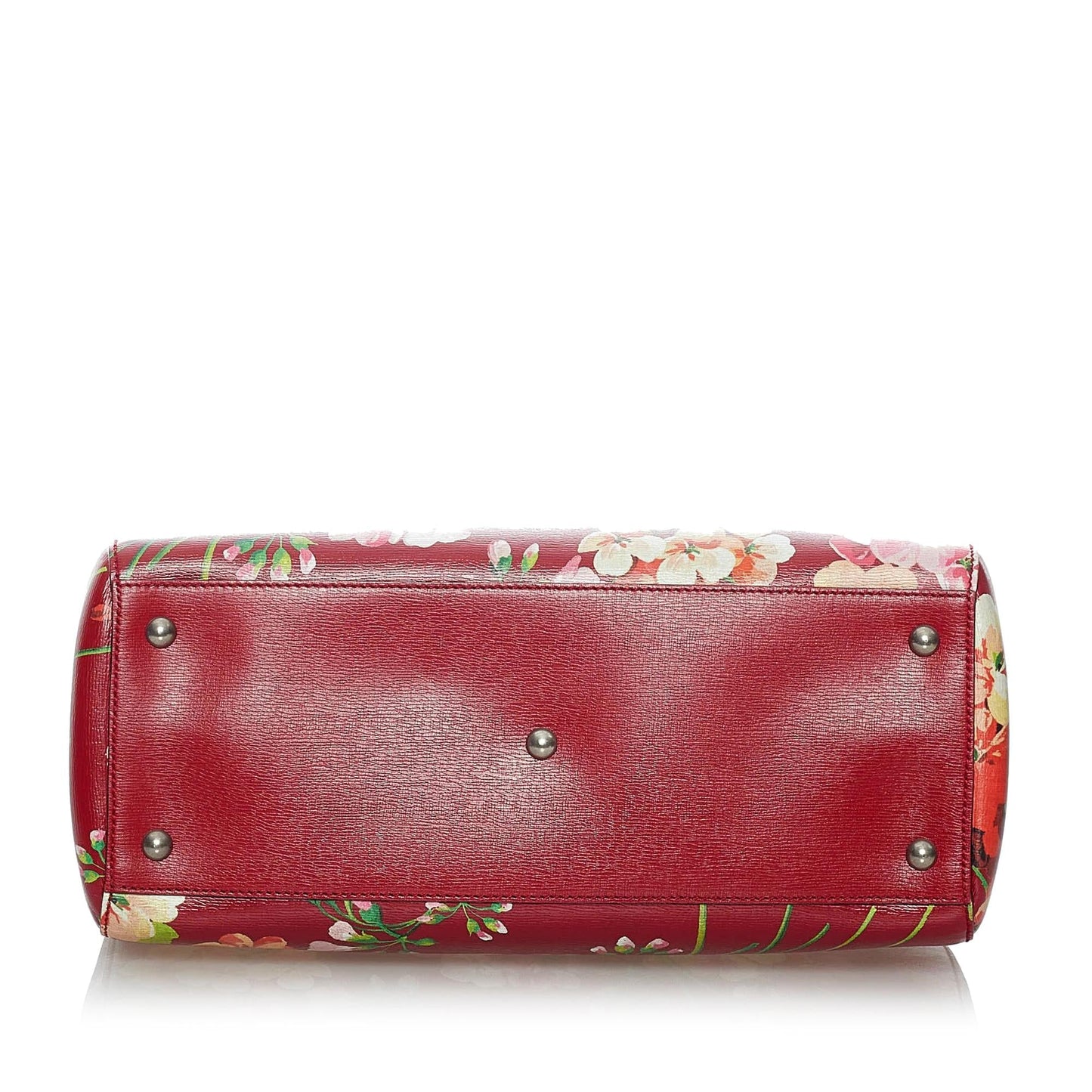 Gucci Flora Bamboo Shopper SHG Leather Calf Red Satchel Bag