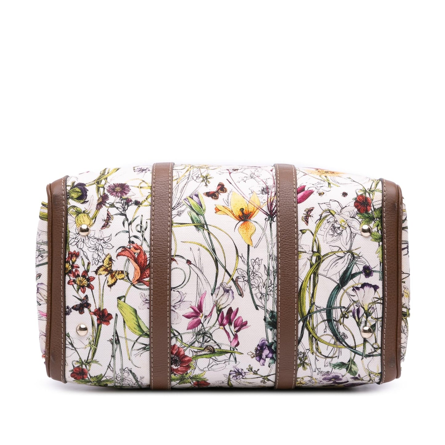 Gucci Flora Joy Boston Canvas Calf White Satchel Bag Bag 1