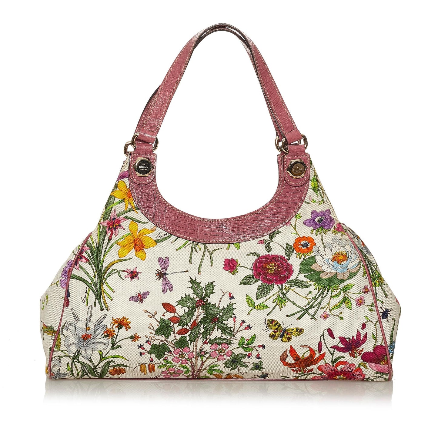 Gucci Flora SHG Canvas Calf White Shoulder Bag