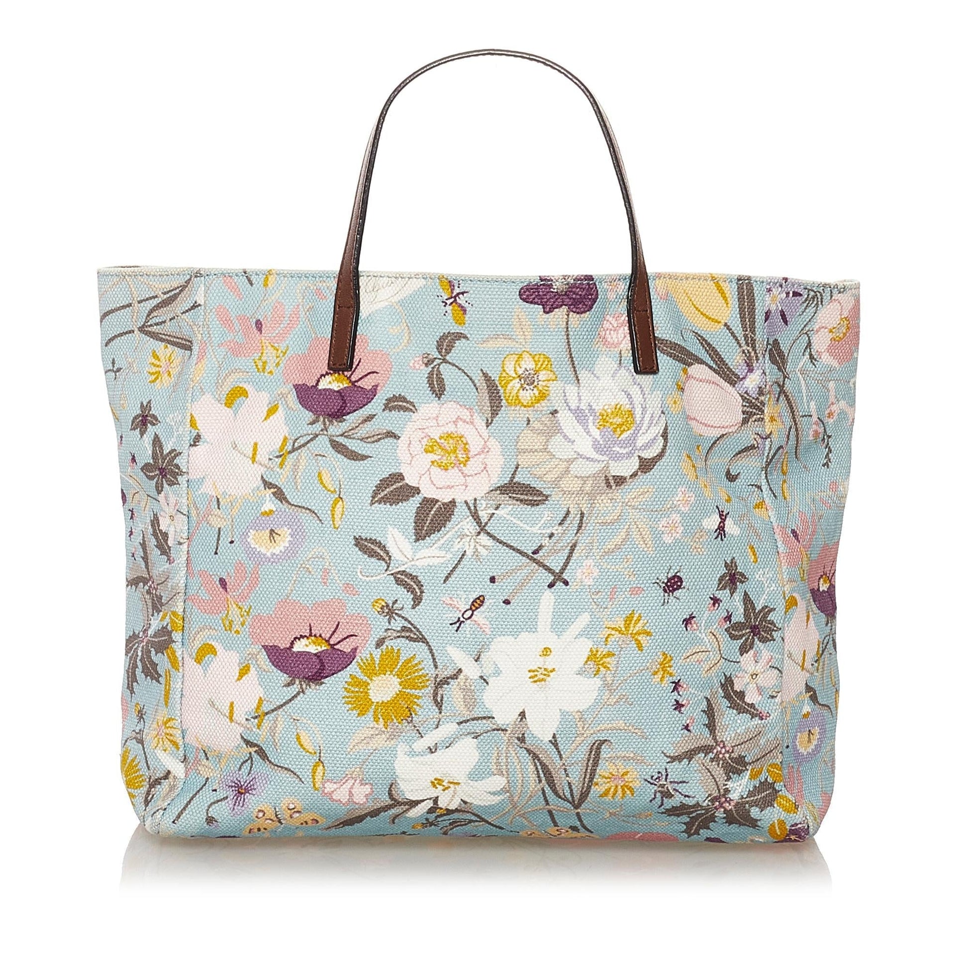 Gucci Flora SHG Canvas Blue Tote Bag
