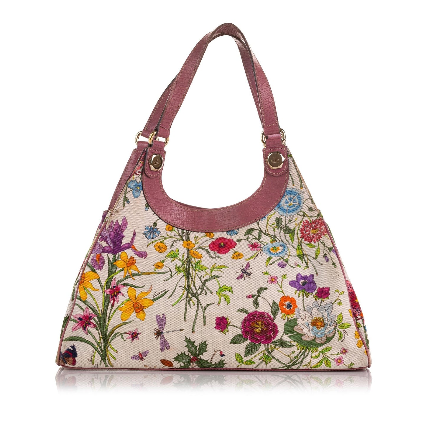 Gucci Flora Charmy SHG-gxc2OX Canvas White Shoulder Bag