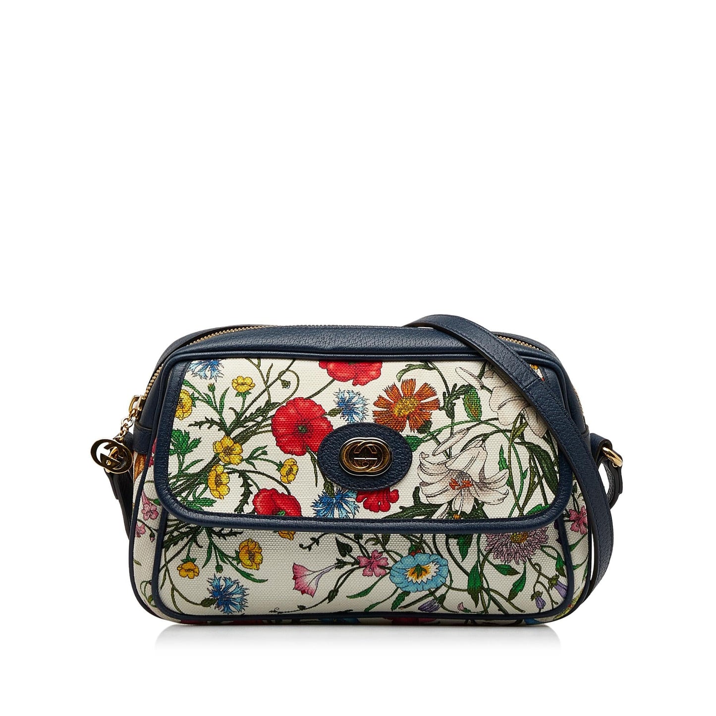 Gucci Flora SHG-sbldJF Canvas Calf White Crossbody Bag