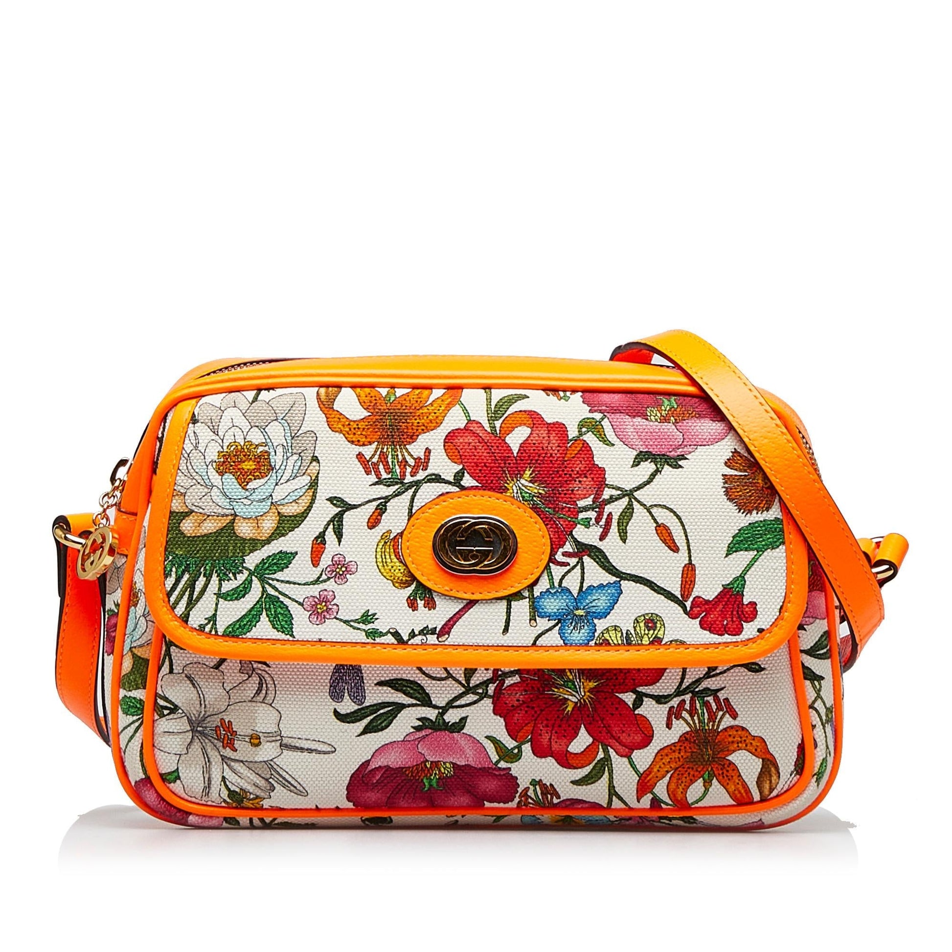 Gucci Flora SHG-myraFL Canvas Calf White Crossbody Bag