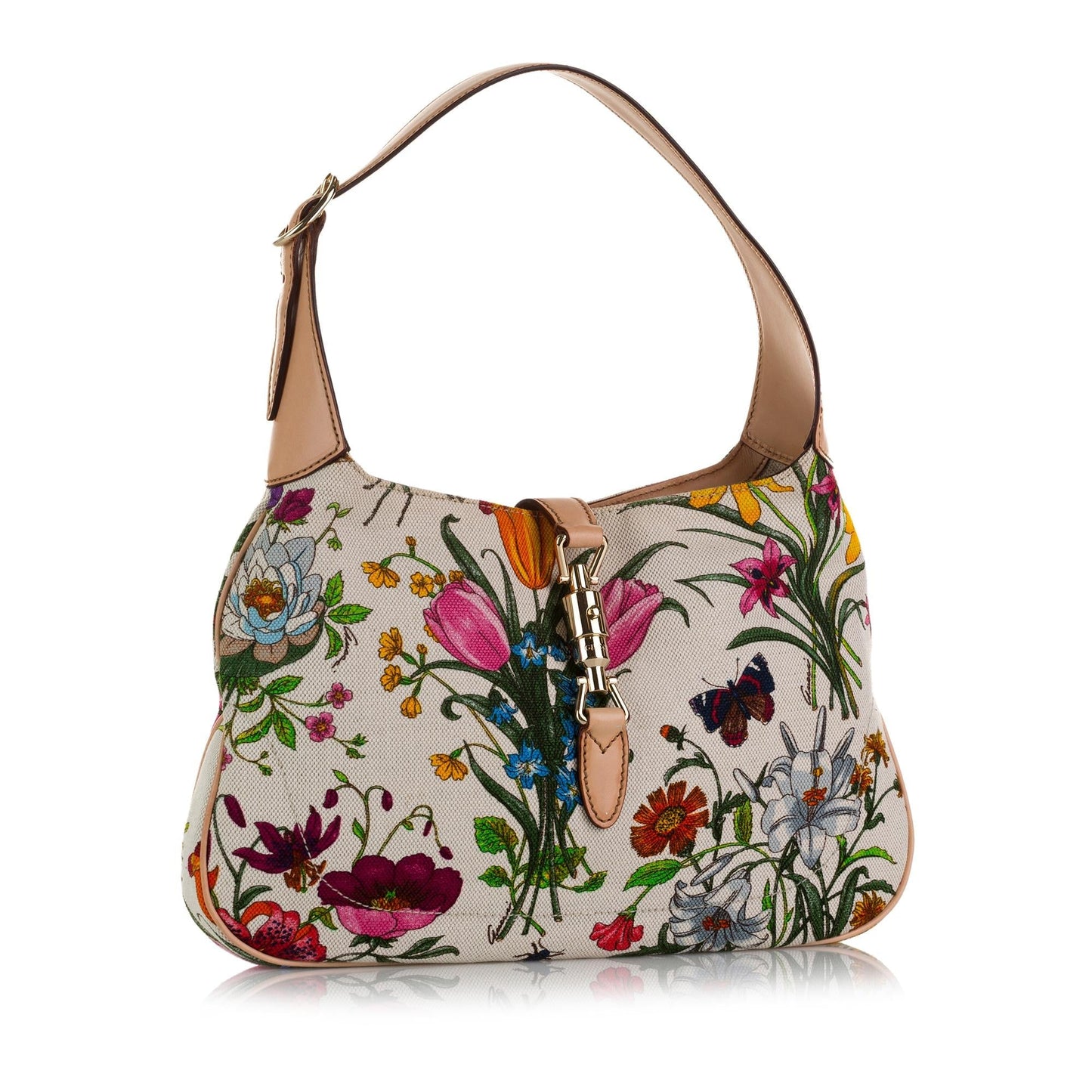 Gucci Flora Jackie SHG-wcbJh4 Canvas White Shoulder Bag