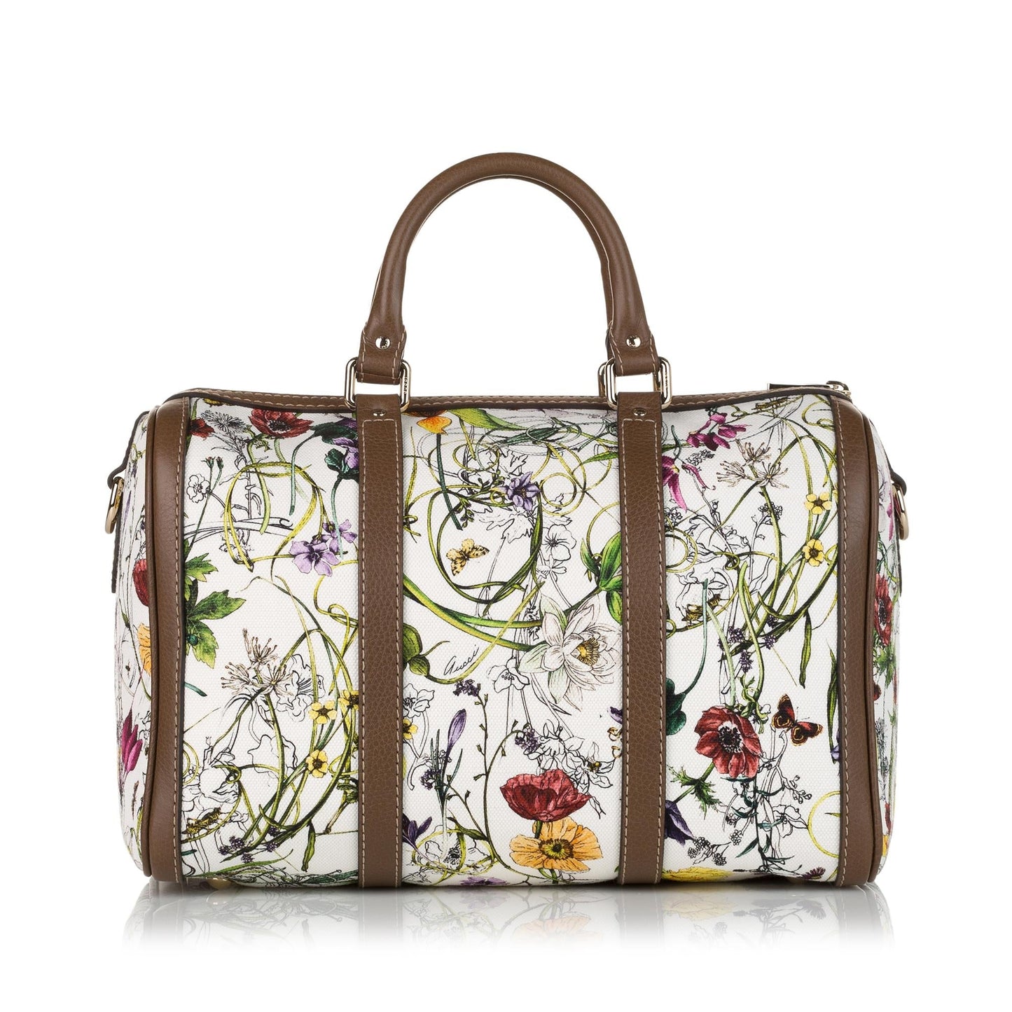 Gucci Flora Joy SHG Canvas White Satchel Bag