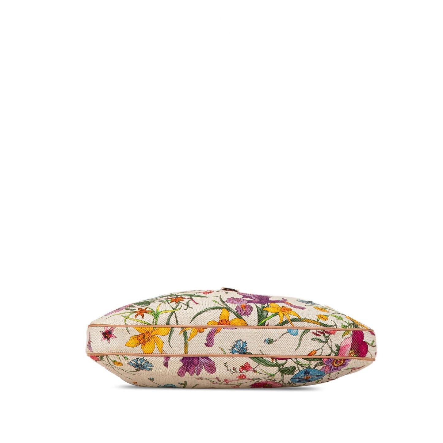 Gucci Flora New Jackie SHG-3GVtqV Canvas Calf White Shoulder Bag