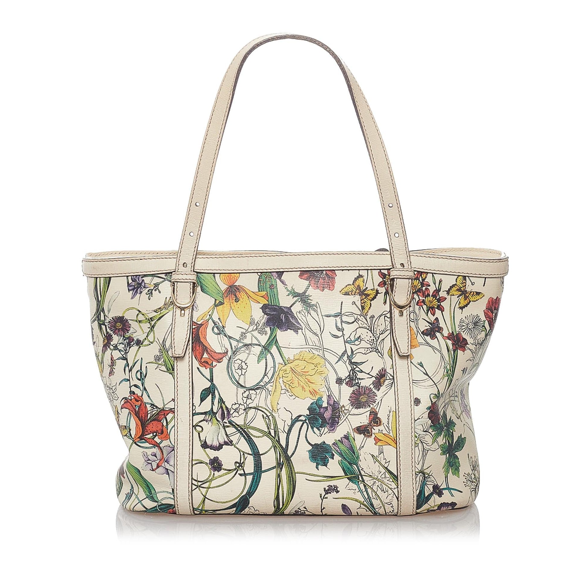 Gucci Flora Nice SHG Leather Calf White Satchel Bag