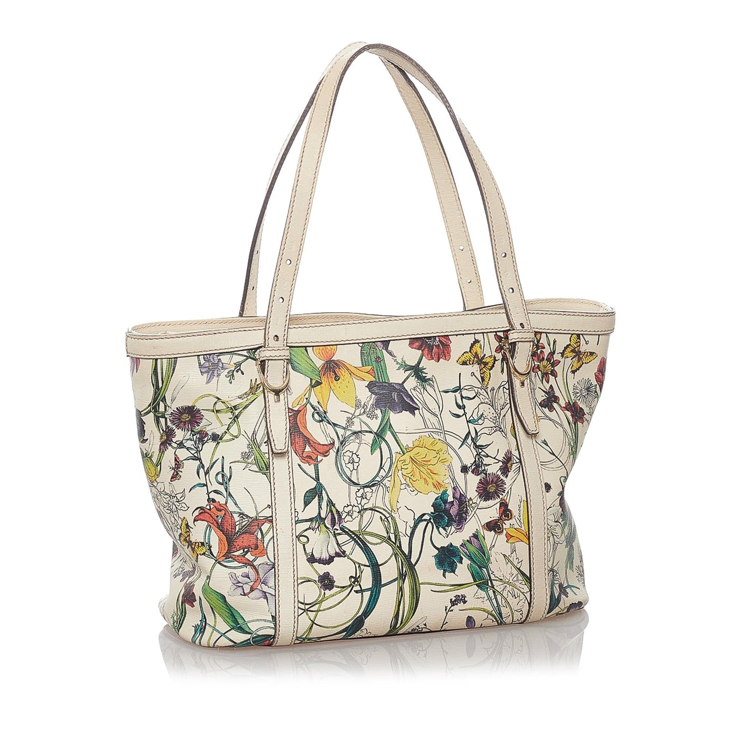 Gucci Flora Nice SHG Leather Calf White Satchel Bag