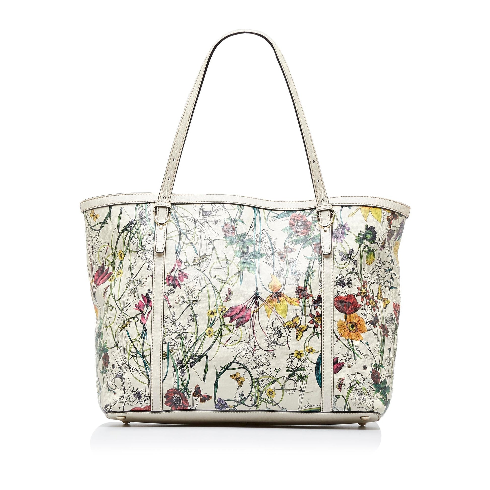 Gucci Flora Nice SHG-z0dsKx Calf White Tote Bag