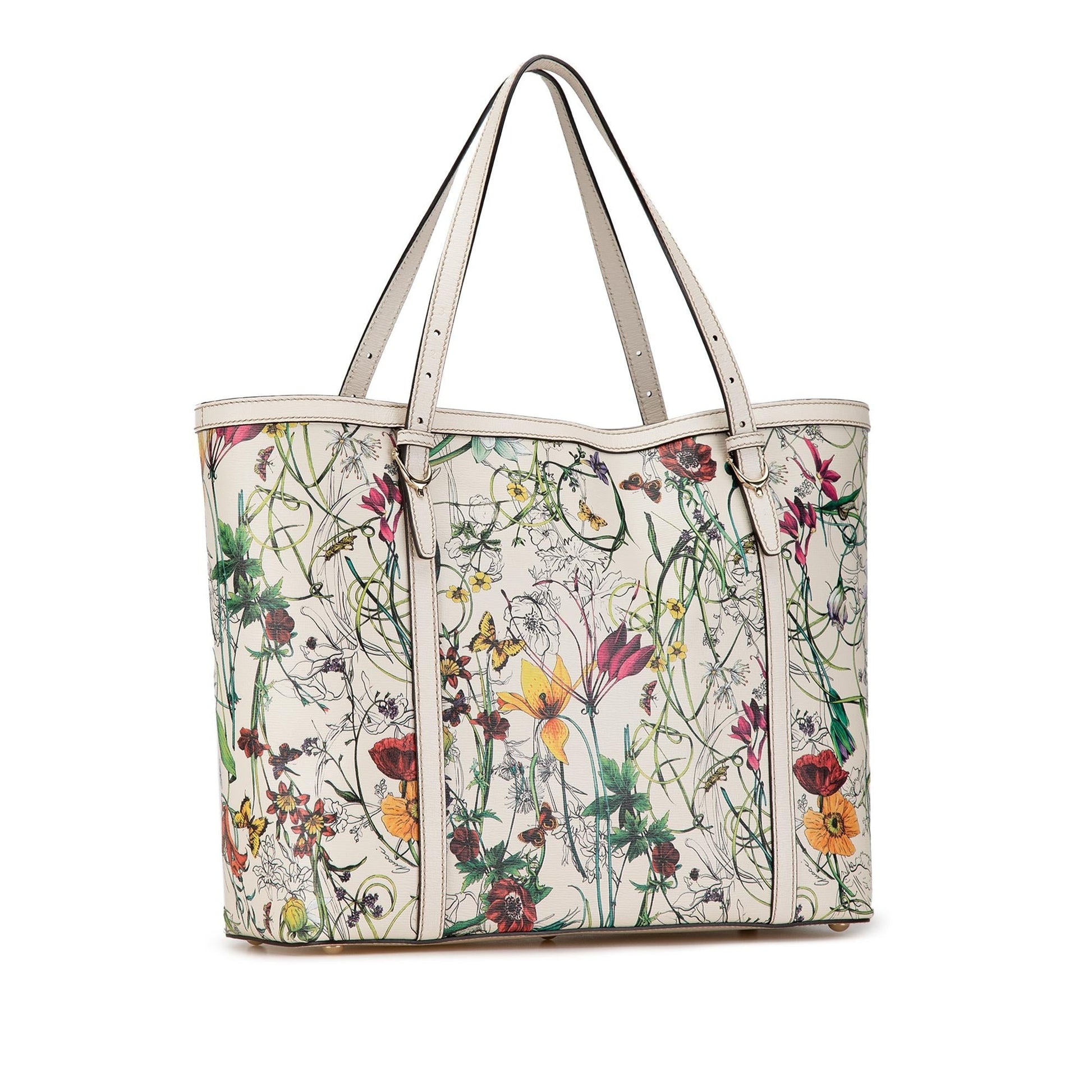 Gucci Flora Nice SHG-Wndle3 Calf White Tote Bag