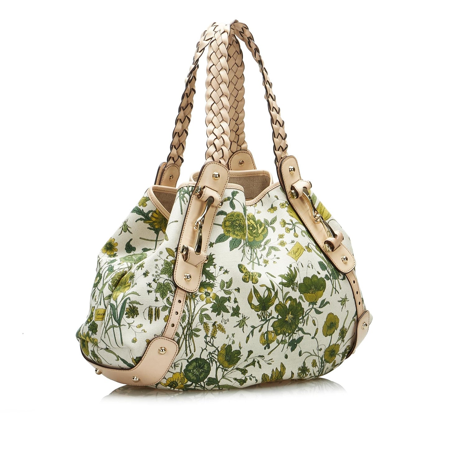 Gucci Flora Pelham SHG-frAwjq Canvas Calf White Green Tote Bag