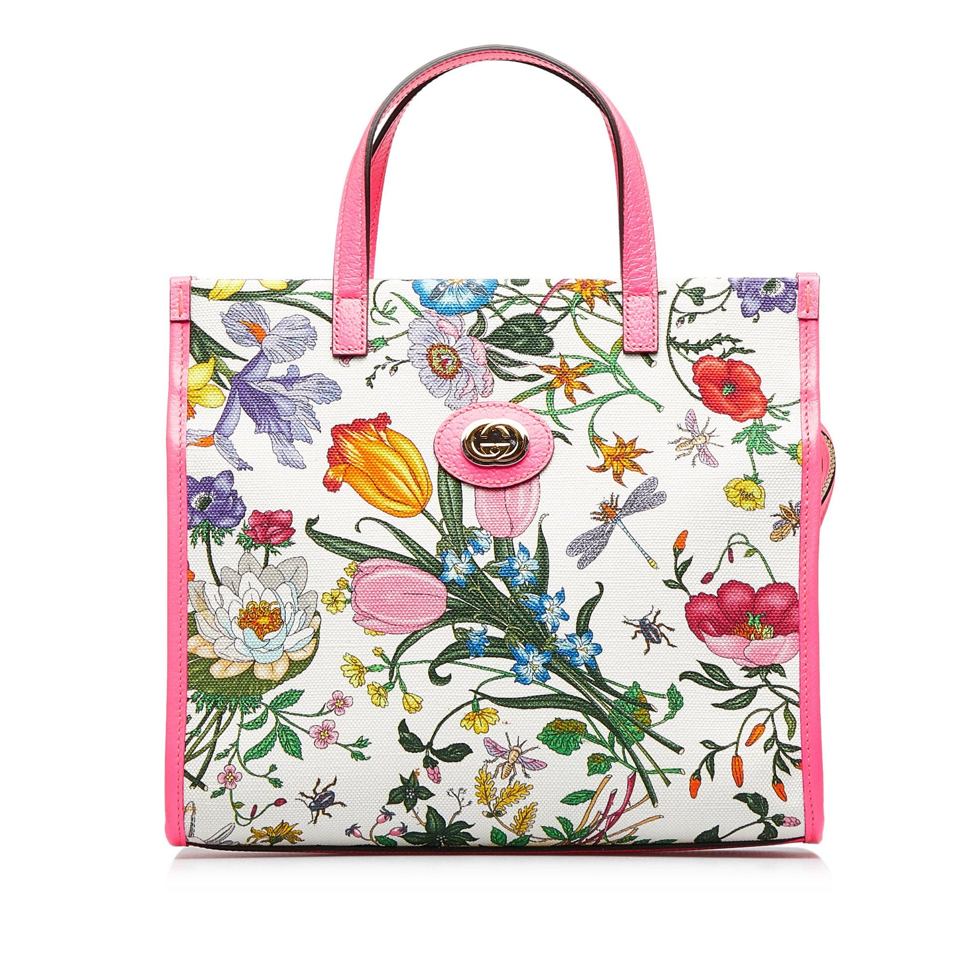 Gucci Flora SHG-ICWz4l Canvas Calf White Satchel Bag