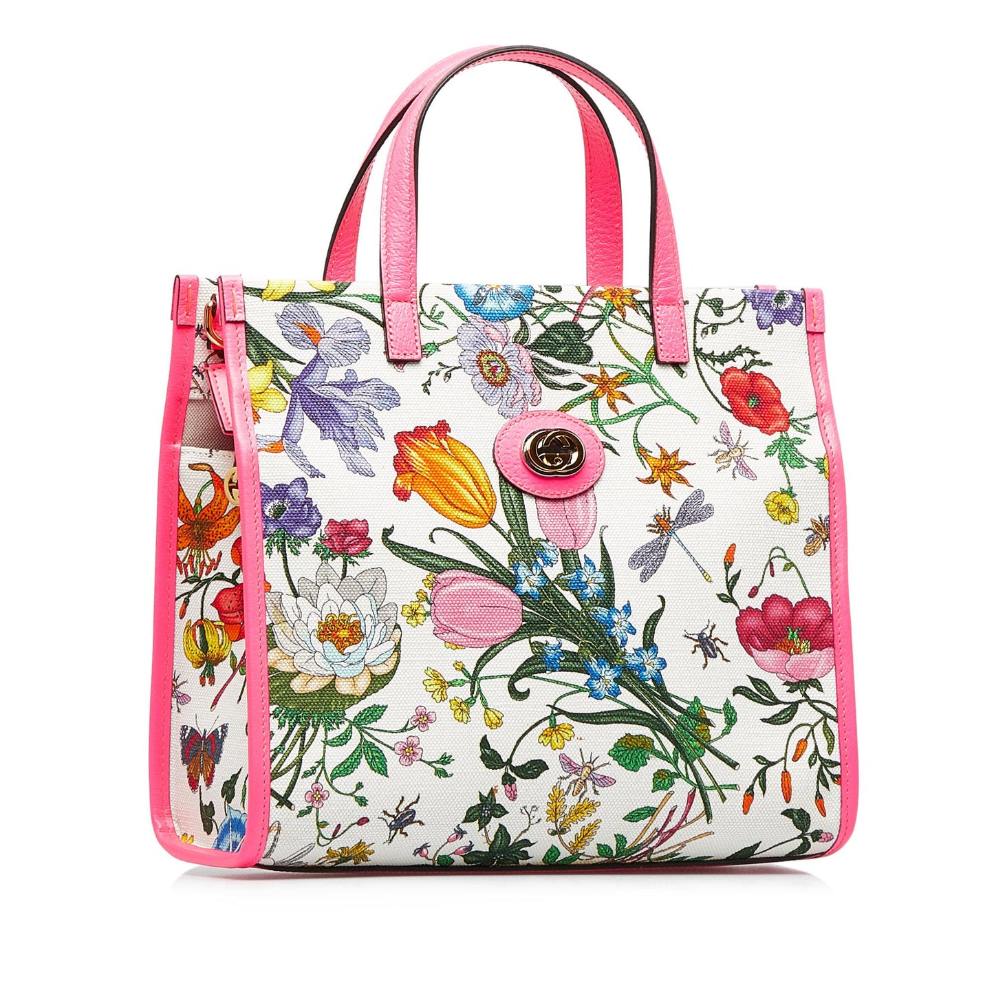 Gucci Flora SHG-ICWz4l Canvas Calf White Satchel Bag