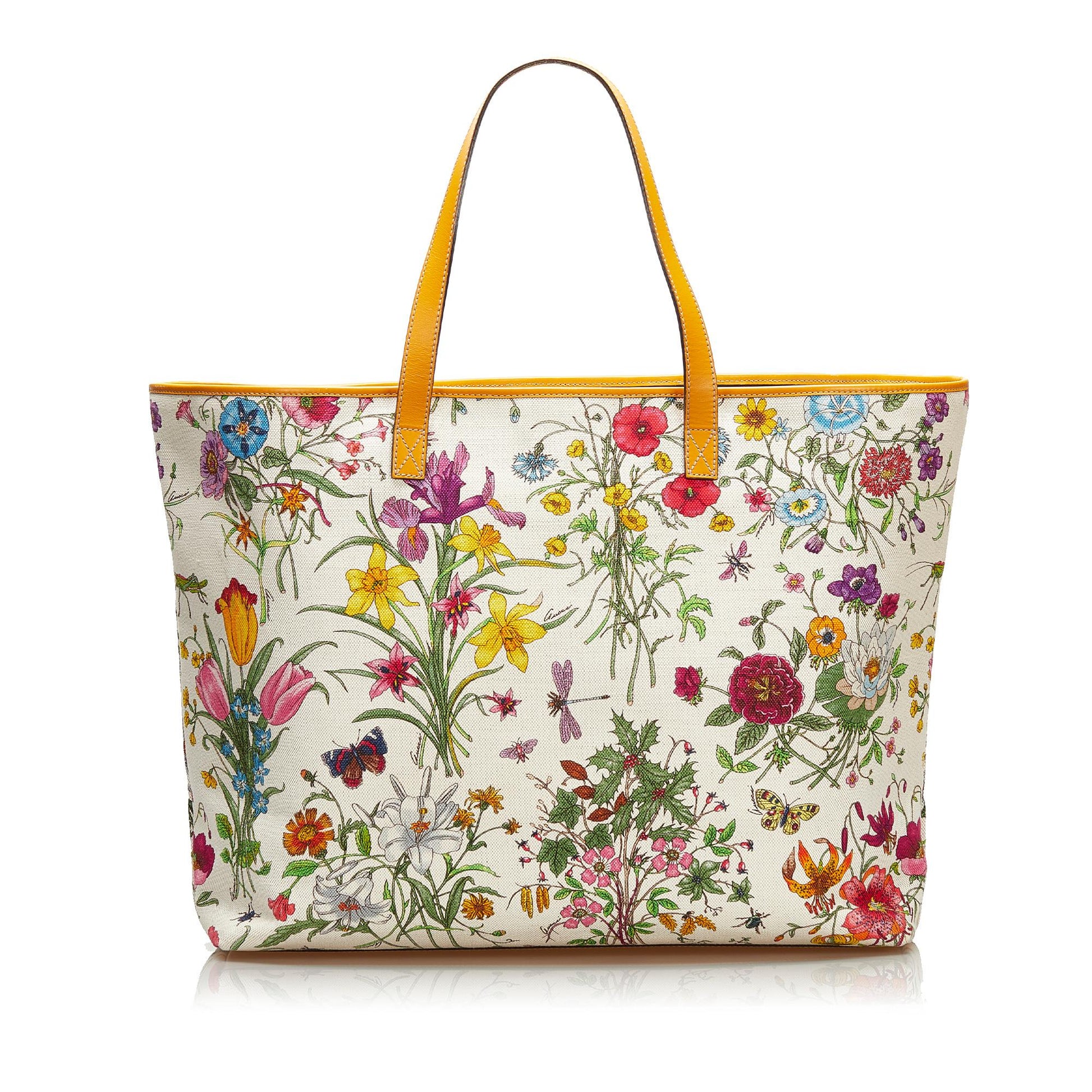 Gucci Flora SHG Canvas White Tote Bag