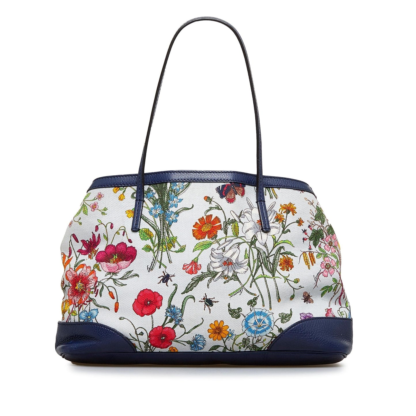 Gucci Flora SHG-x51aju Canvas Calf White Tote Bag