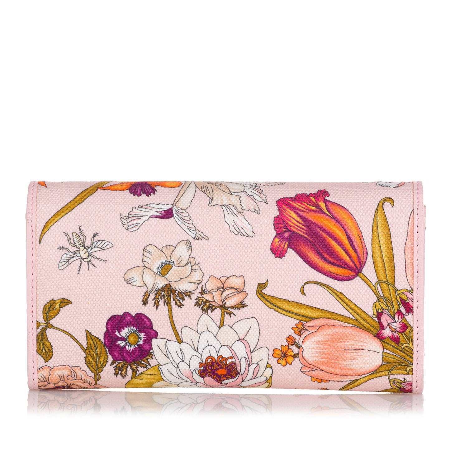Gucci Flora Wallet On SHG Canvas Pink Chain Crossbody Bag