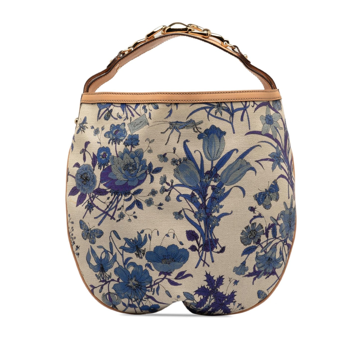 Gucci Flora Wave SHG Canvas Calf White Blue Shoulder Bag