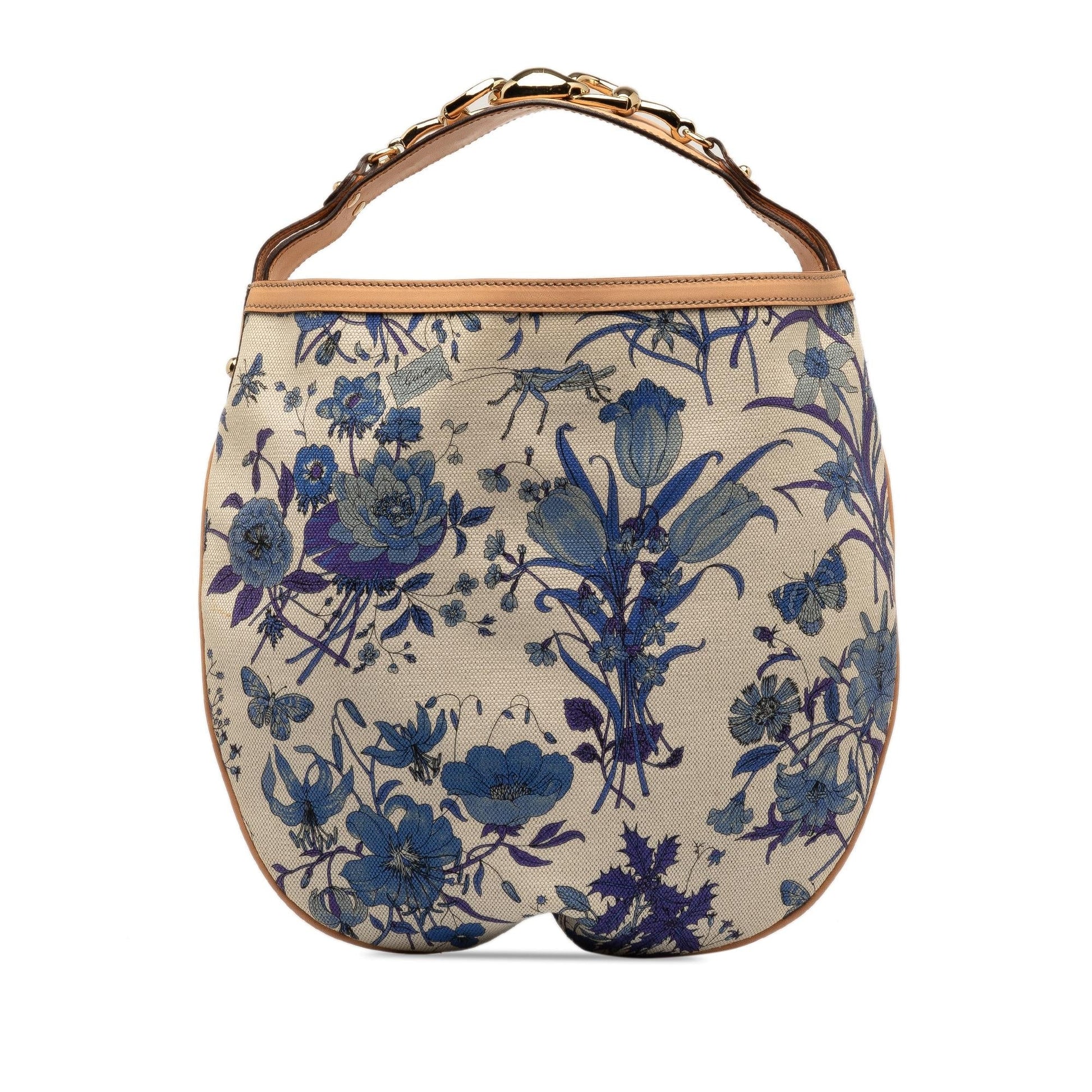 Gucci Flora Wave SHG Canvas Calf White Blue Shoulder Bag