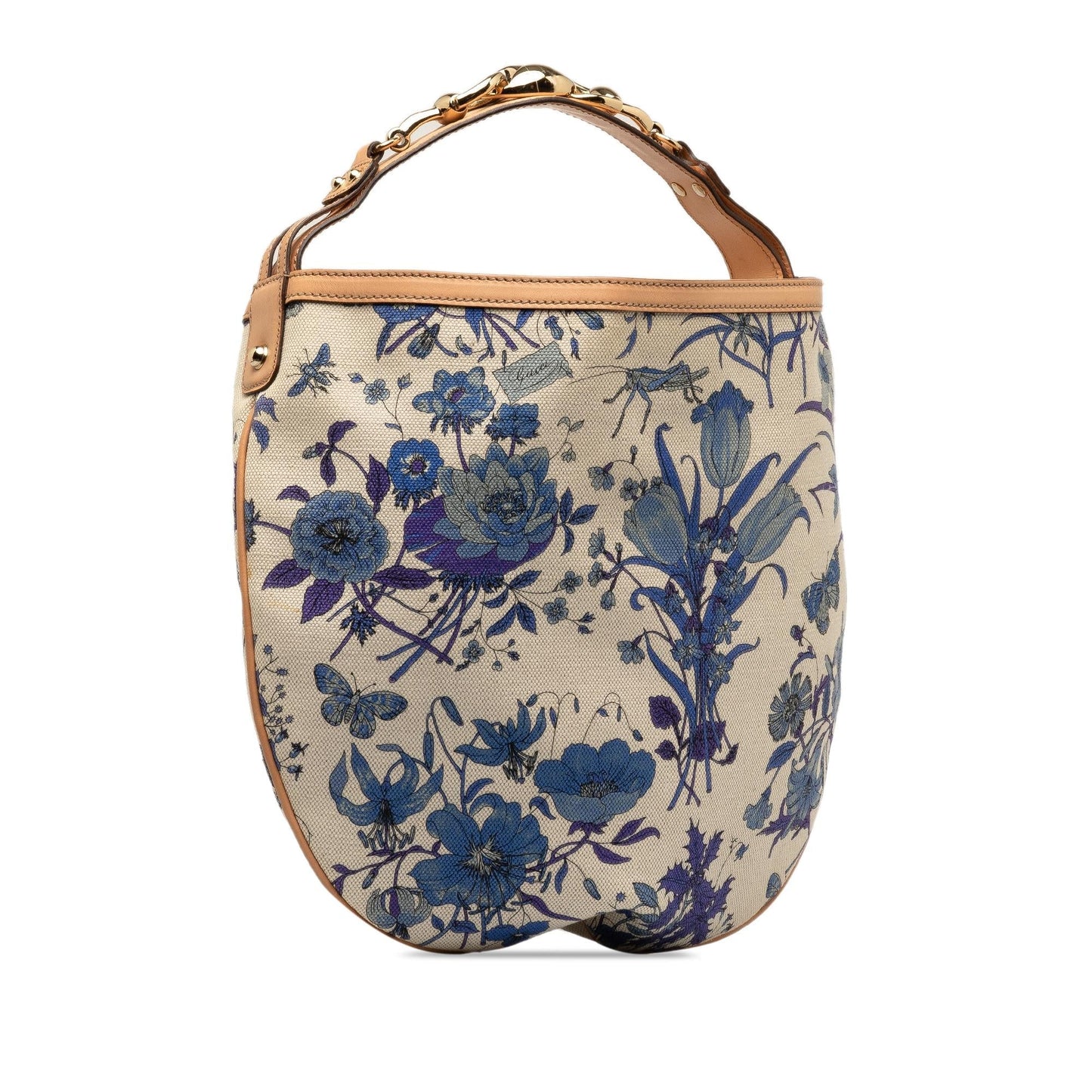 Gucci Flora Wave SHG Canvas Calf White Blue Shoulder Bag