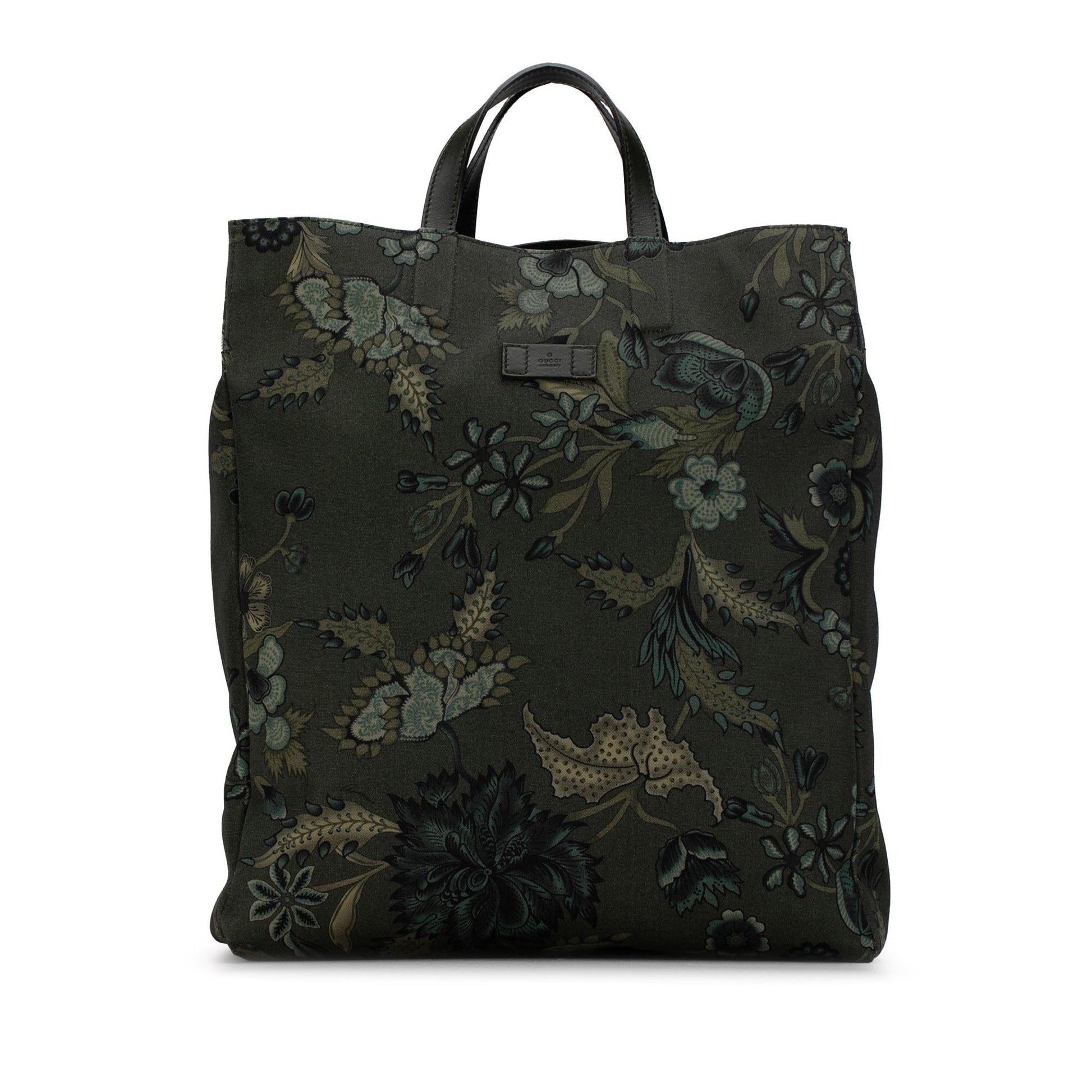 Gucci G-Active Flora Knight Vertical SHG-Zpmz9o Canvas Calf Green Tote Bag