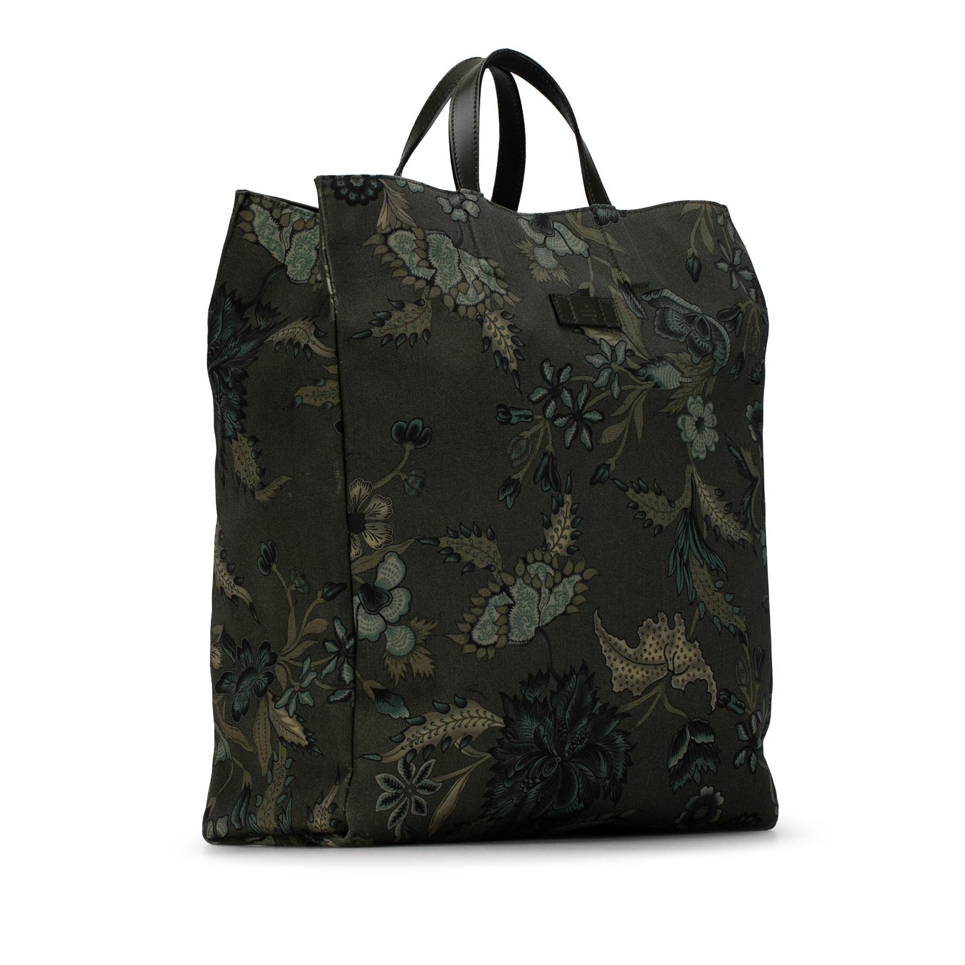 Gucci G-Active Flora Knight Vertical SHG-Zpmz9o Canvas Calf Green Tote Bag
