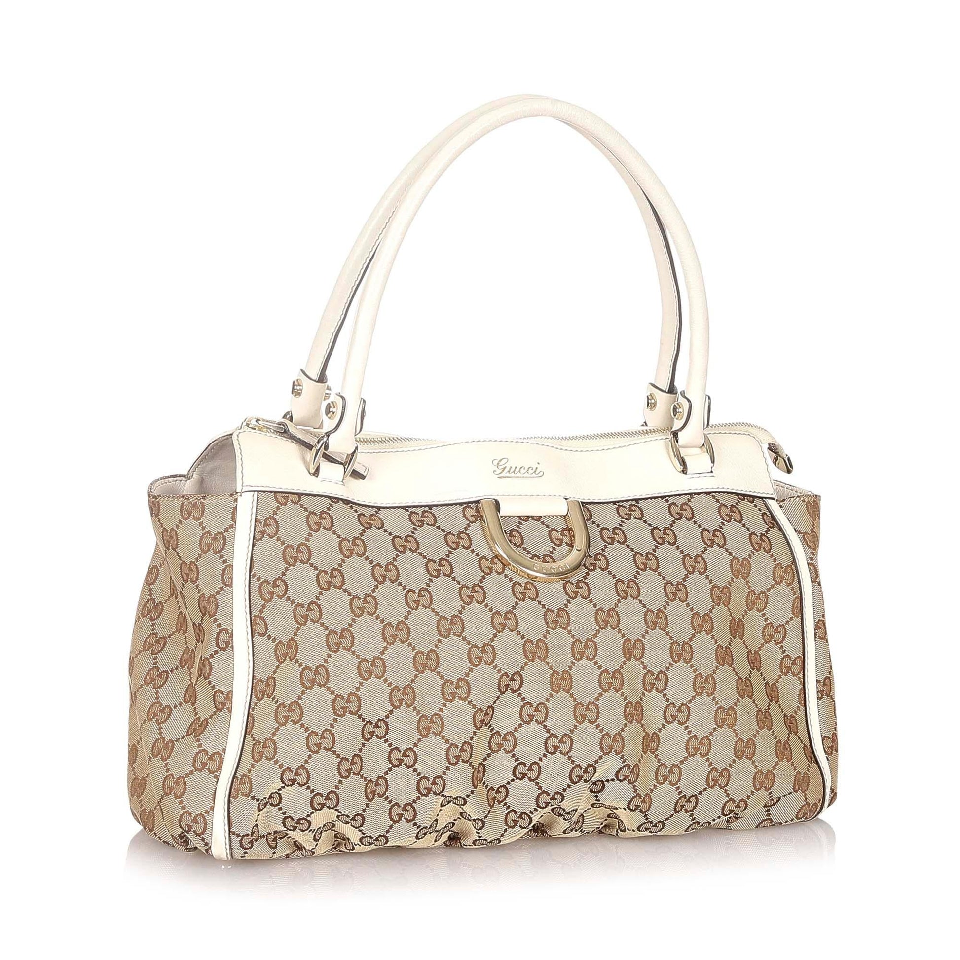 Gucci GG Abbey-D Ring Canvas Tote Bag (SHG-32124)