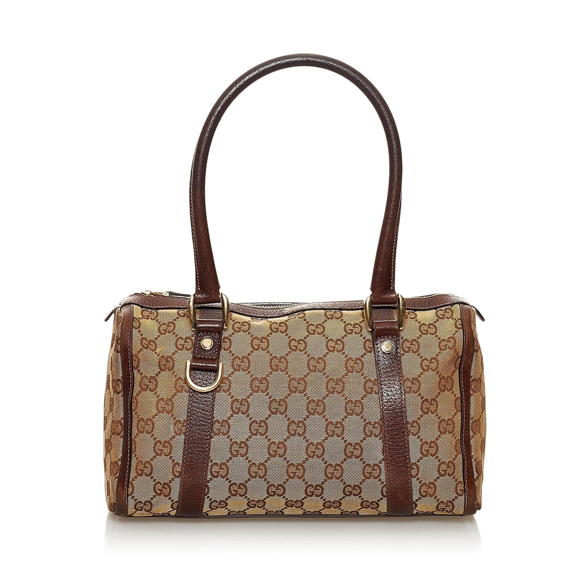 Gucci GG Abbey Boston SHG Canvas Brown Satchel Bag
