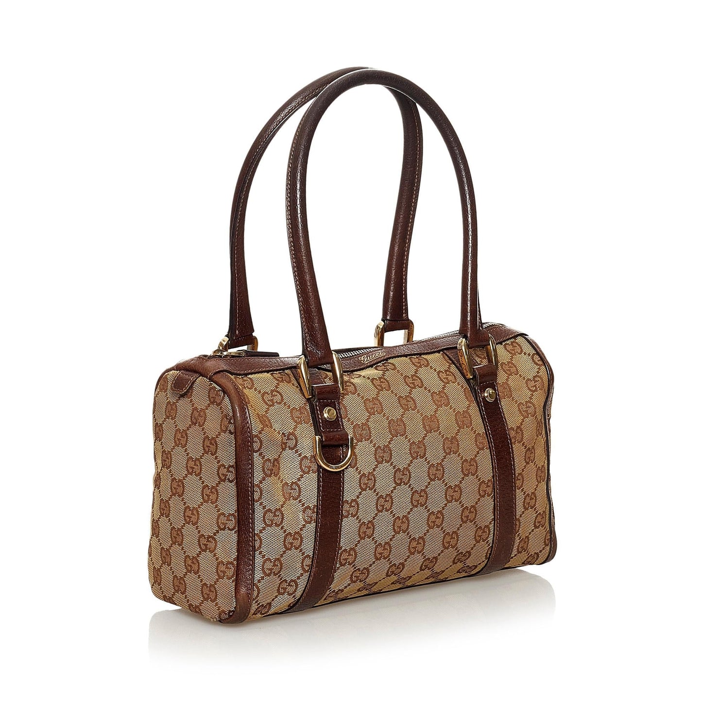 Gucci GG Abbey Boston SHG Canvas Brown Satchel Bag