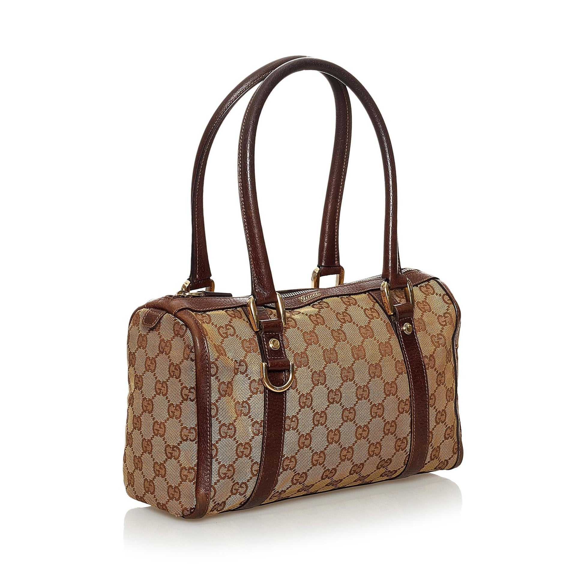 Gucci GG Abbey Boston SHG Canvas Brown Satchel Bag