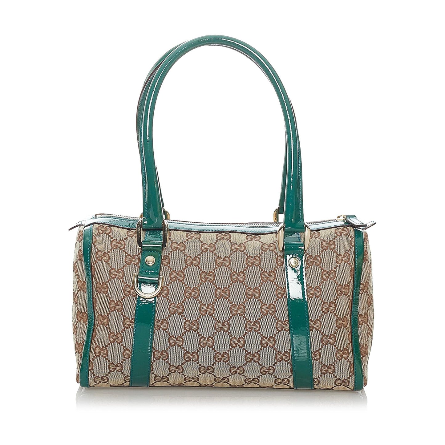 Gucci GG Abbey Boston SHG Canvas Brown Blue Satchel Bag