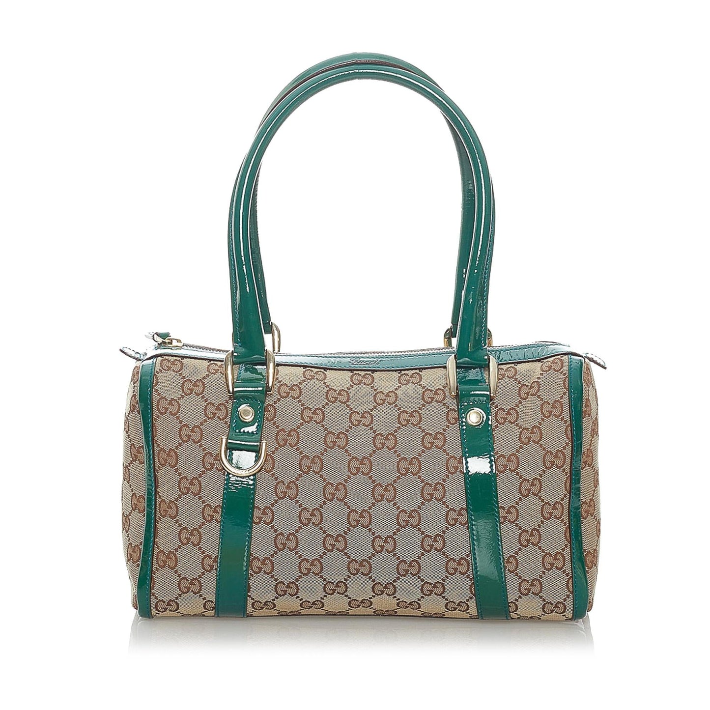 Gucci GG Abbey Boston SHG Canvas Brown Blue Satchel Bag