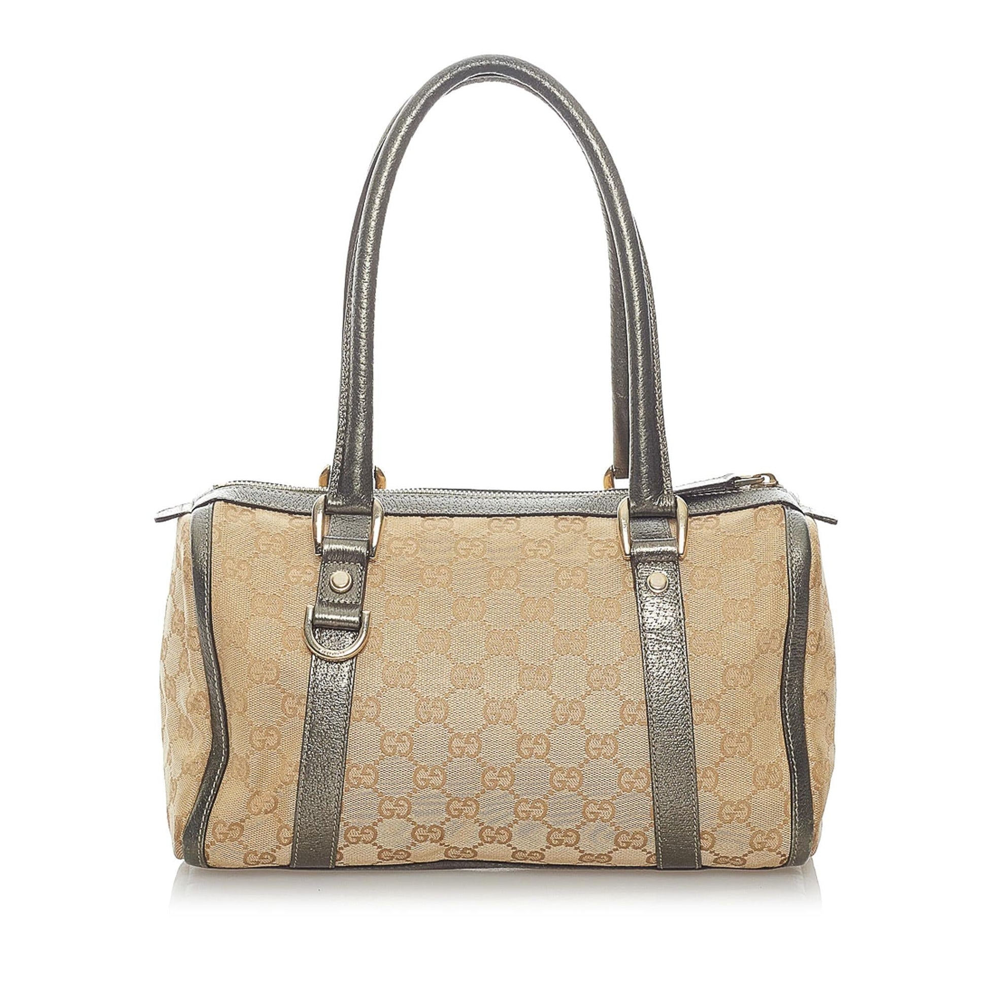 Gucci GG Abbey Boston SHG Canvas Brown Satchel Bag Bag Shg
