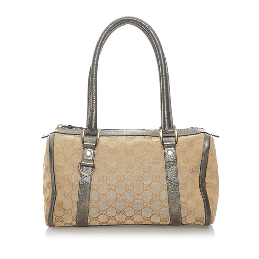 Gucci GG Abbey Boston SHG Canvas Brown Satchel Bag Bag Shg