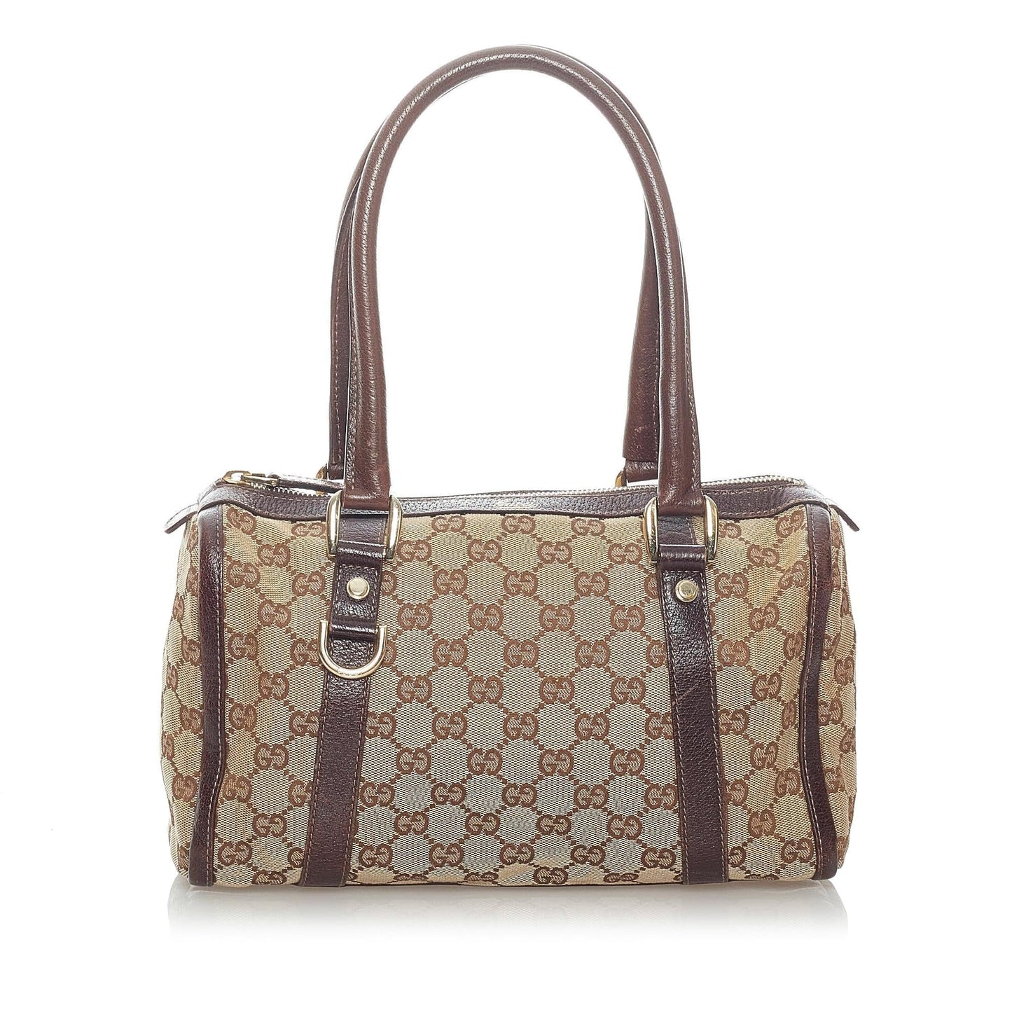 Gucci GG Abbey Boston SHG Canvas Calf Brown Satchel Bag