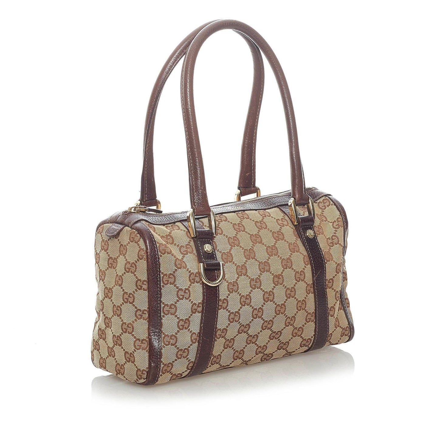 Gucci GG Abbey Boston SHG Canvas Calf Brown Satchel Bag