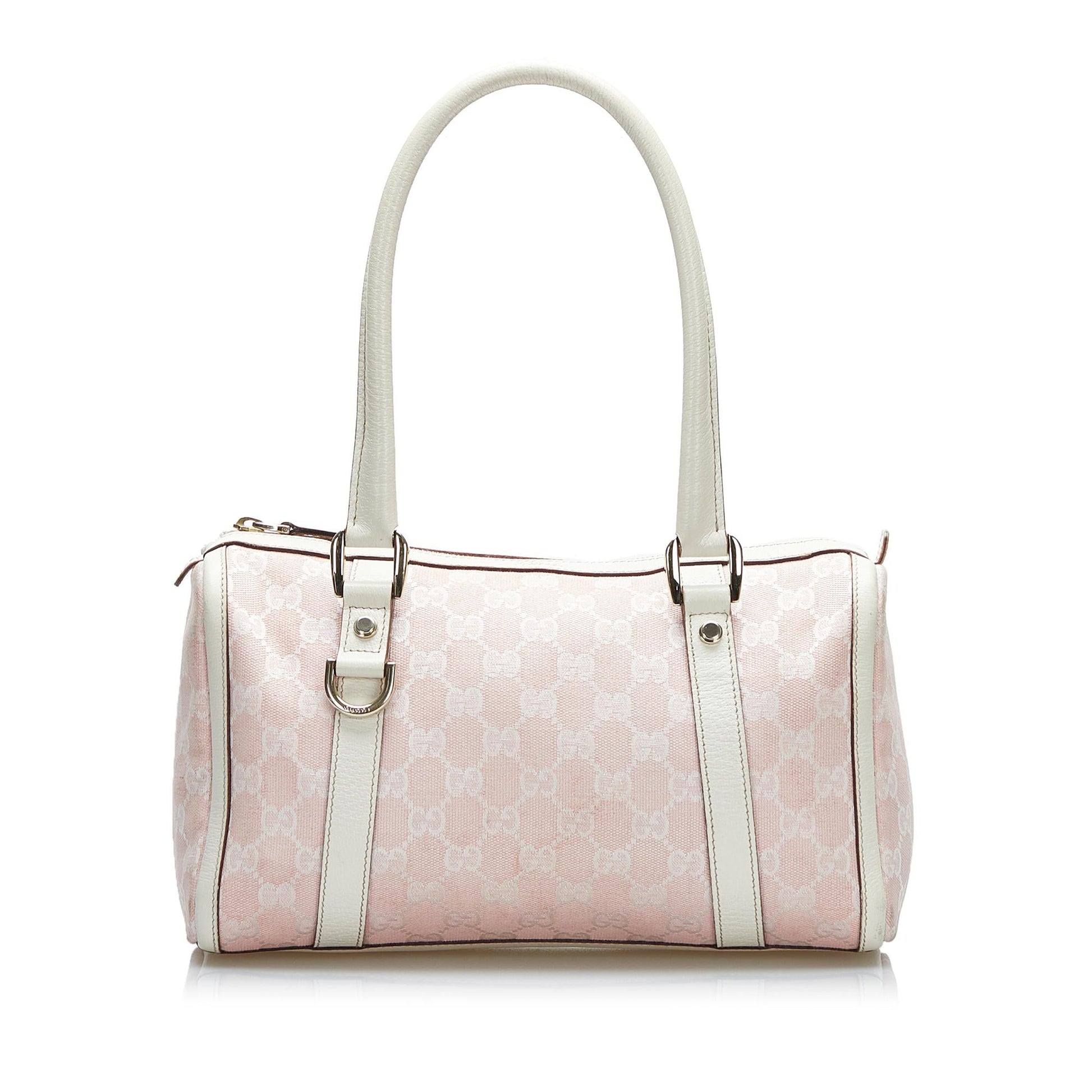 Gucci GG Abbey Boston SHG-6sXYD1 Canvas Calf White Pink Satchel Bag